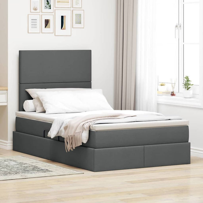 Pat cu saltea și LED Gri închis 120 x 190 cm Poliester - WALTI WALTI