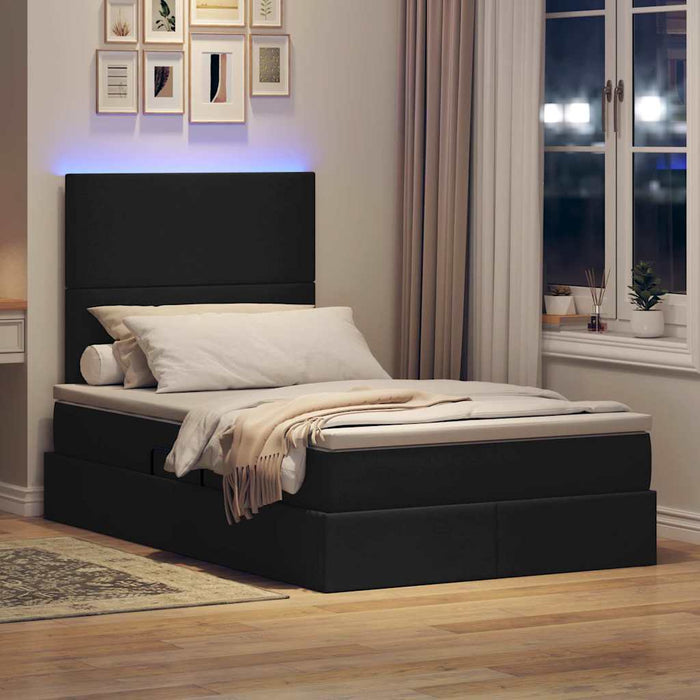 Pat cu lumini cu bandă LED Negru 120 x 200 cm țesătură - WALTI WALTI