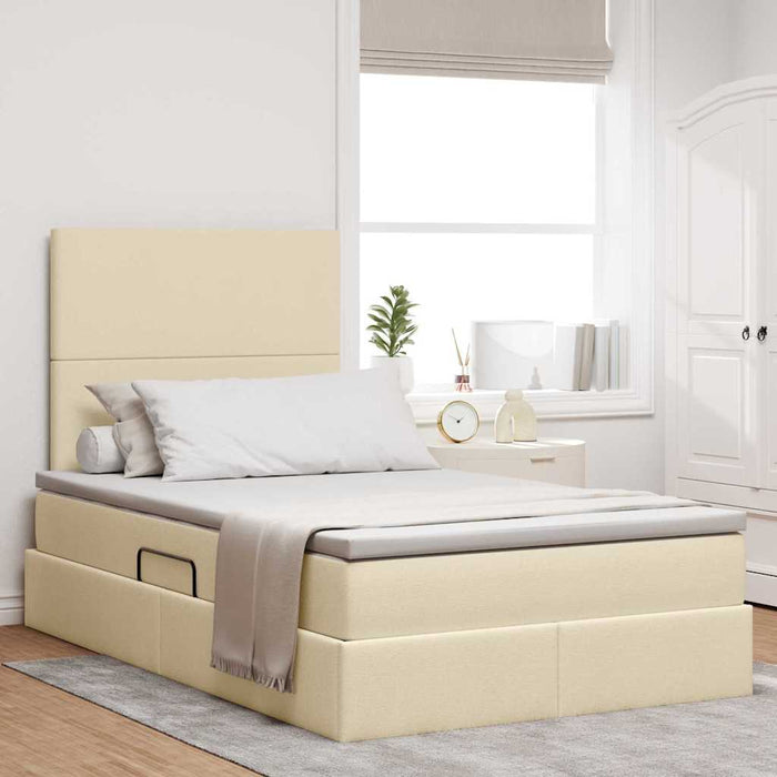 Pat cu lumini cu bandă LED Creme 120 x 200 cm țesătură - WALTI WALTI