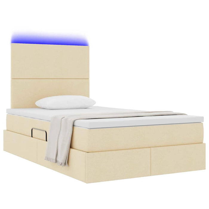 Pat cu lumini cu bandă LED Creme 120 x 200 cm țesătură - WALTI WALTI