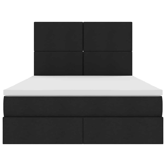 Pat cu lumini cu bandă LED Negru 140 x 190 cm țesătură - WALTI WALTI