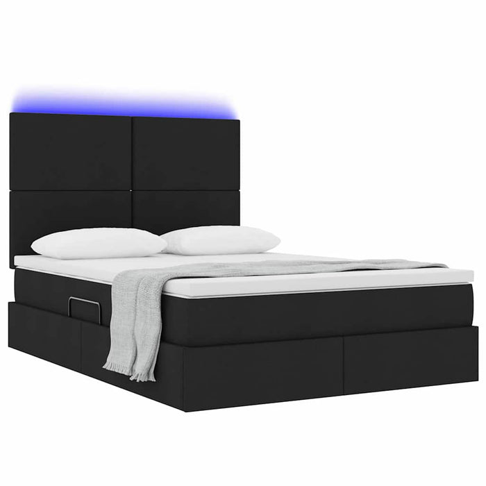 Pat cu lumini cu bandă LED Negru 140 x 190 cm țesătură - WALTI WALTI