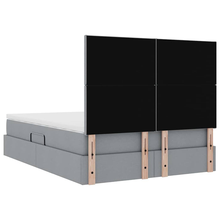 Pat cu lumini cu bandă LED Gri deschis 140 x 200 cm țesătură - WALTI WALTI