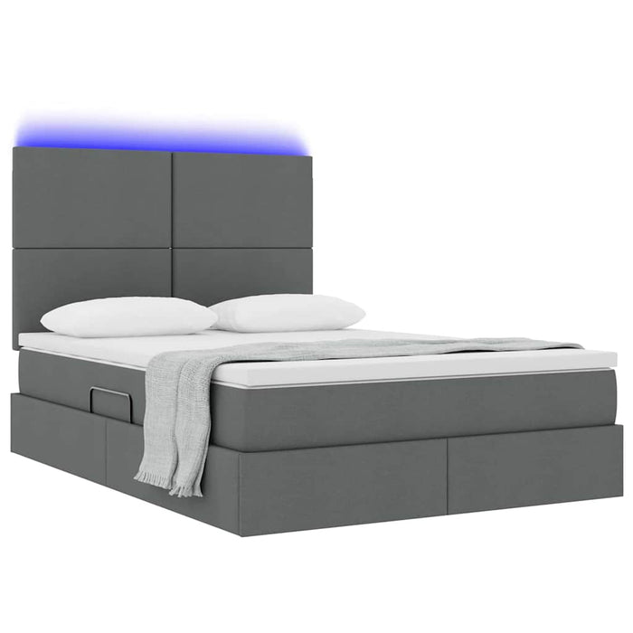 Pat cu lumini cu bandă LED Gri închis 140 x 200 cm țesătură - WALTI WALTI