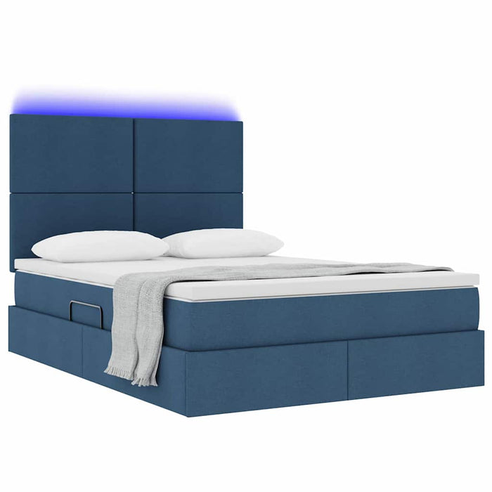 Pat cu lumini cu bandă LED albastru 140 x 200 cm țesătură - WALTI WALTI