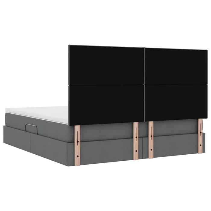 Pat cu lumini cu bandă LED Gri închis 160 x 200 cm țesătură - WALTI WALTI