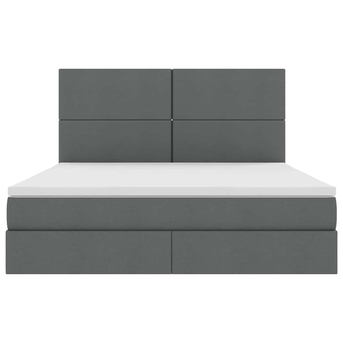 Pat cu lumini cu bandă LED Gri închis 160 x 200 cm țesătură - WALTI WALTI