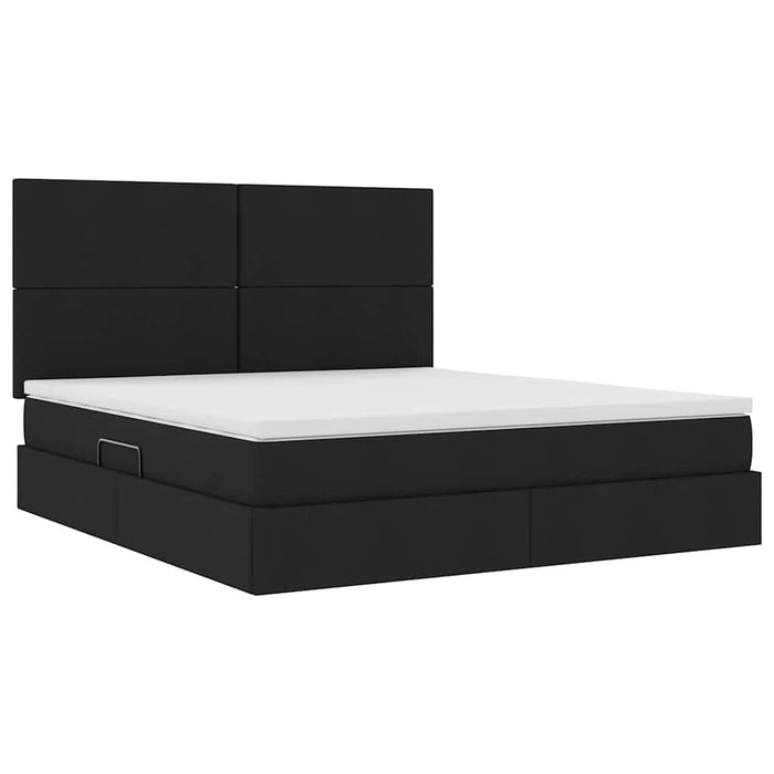 Pat cu lumini cu bandă LED Negru 160 x 200 cm țesătură - WALTI WALTI