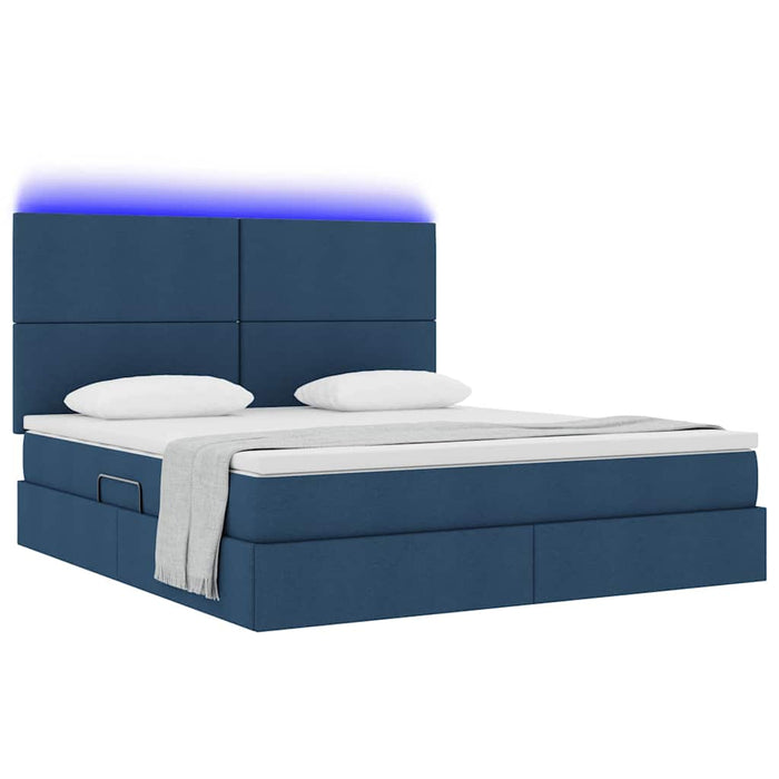 Pat cu lumini cu bandă LED albastru 160 x 200 cm țesătură - WALTI WALTI