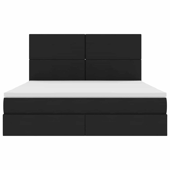 Pat cu lumini cu bandă LED Negru 180 x 200 cm țesătură - WALTI WALTI