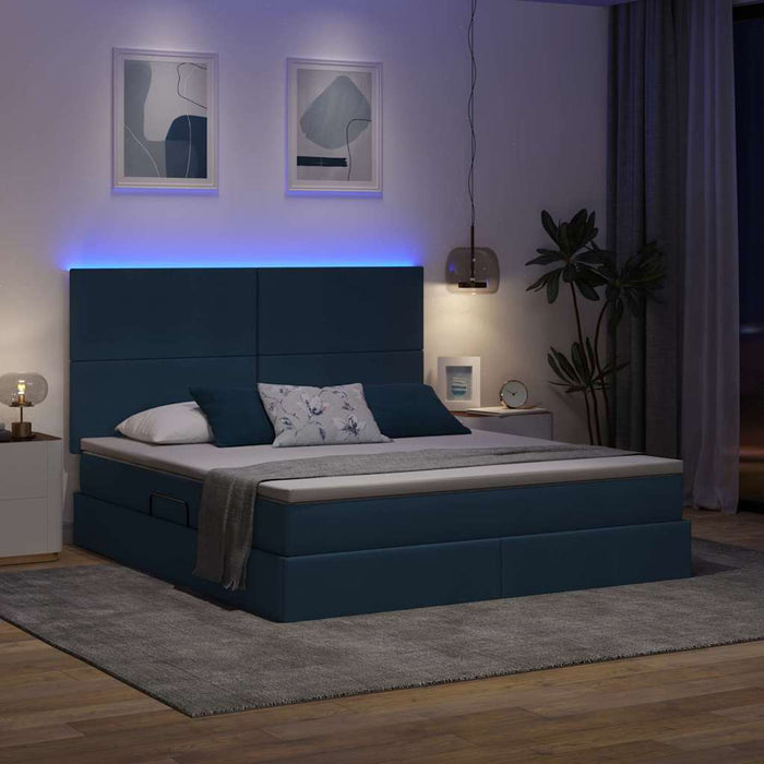 Pat cu lumini cu bandă LED albastru 180 x 200 cm țesătură - WALTI WALTI
