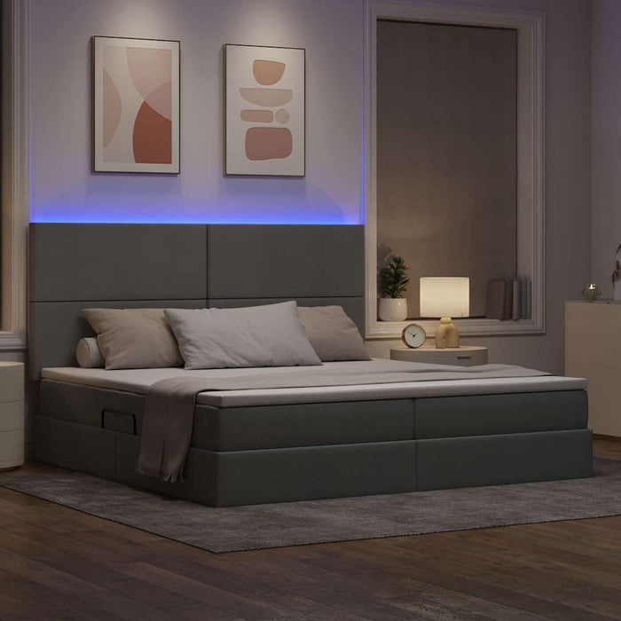 Pat cu lumini cu bandă LED Gri deschis 200 x 200 cm țesătură - WALTI WALTI