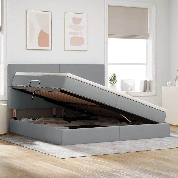 Pat cu lumini cu bandă LED Gri deschis 200 x 200 cm țesătură - WALTI WALTI