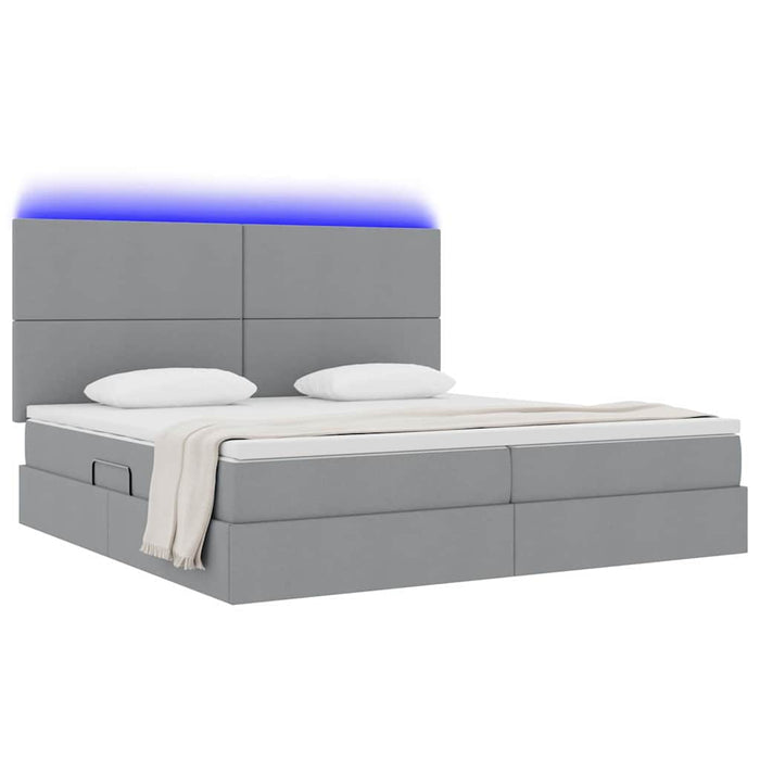 Pat cu lumini cu bandă LED Gri deschis 200 x 200 cm țesătură - WALTI WALTI