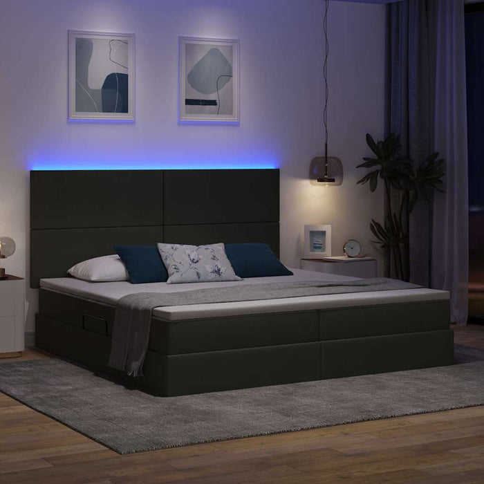 Pat cu lumini cu bandă LED Gri închis 200 x 200 cm țesătură - WALTI WALTI