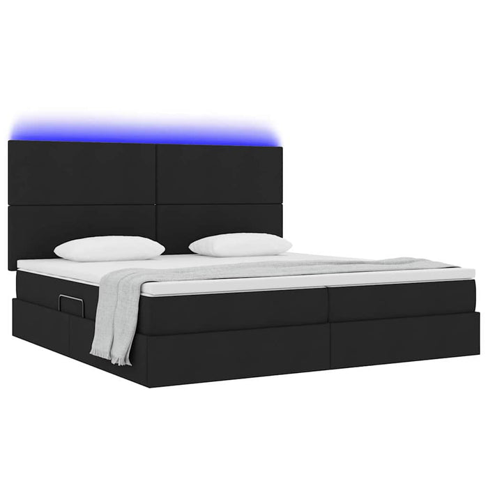 Pat cu lumini cu bandă LED Negru 200 x 200 cm țesătură - WALTI WALTI