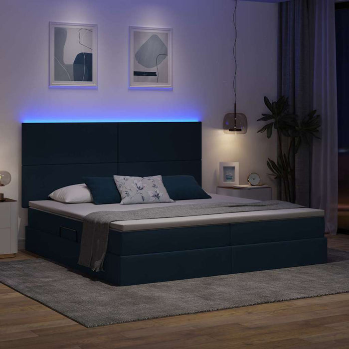 Pat cu saltea și LED cu saltea albastru 200 x 200 cm Poliester - WALTI WALTI