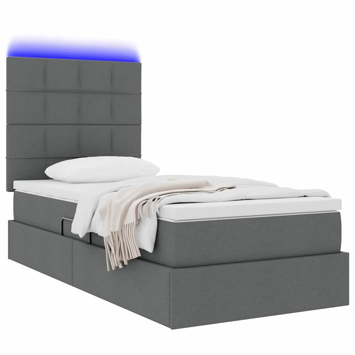 Pat cu saltea și LED cu saltea Gri închis 90 x 190 cm Poliester - WALTI WALTI