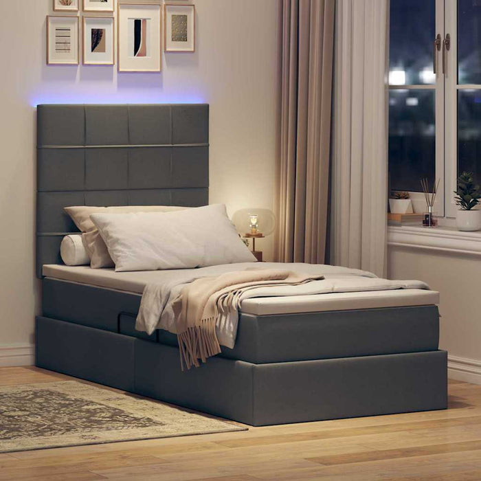 Pat cu saltea și LED cu led Gri închis 100 x 200 cm Poliester - WALTI WALTI