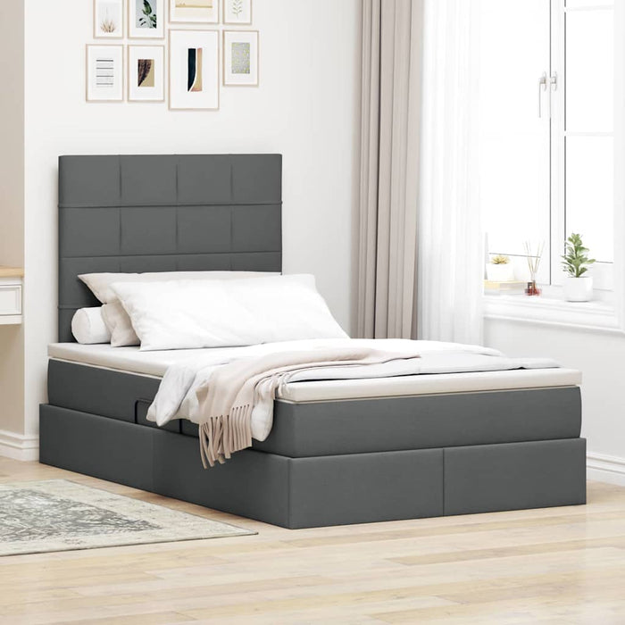 Pat cu saltea și LED Gri închis 120 x 190 cm Poliester - WALTI WALTI