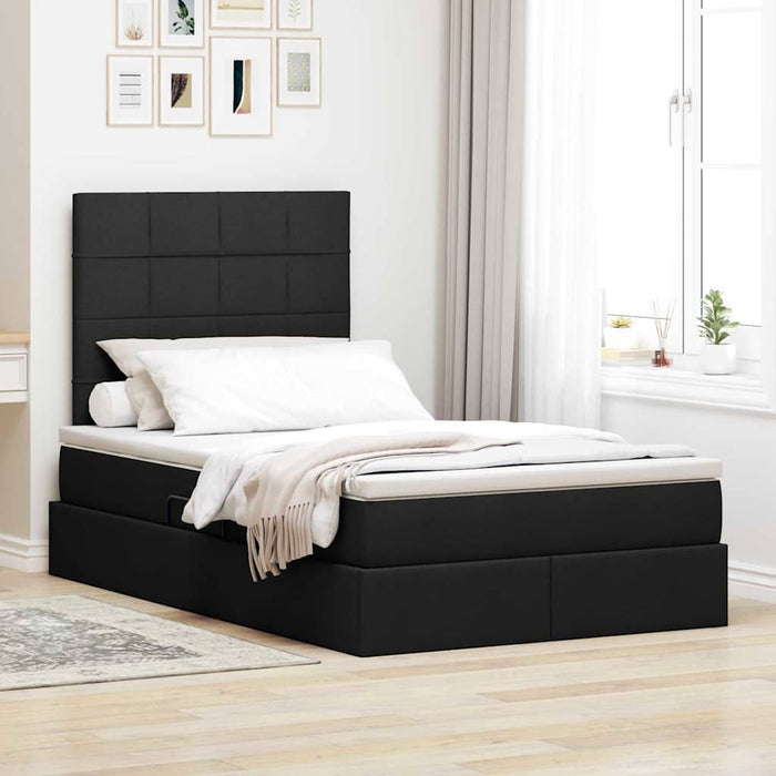 Pat cu saltea și LED cu saltea Negru 120 x 190 cm Poliester - WALTI WALTI