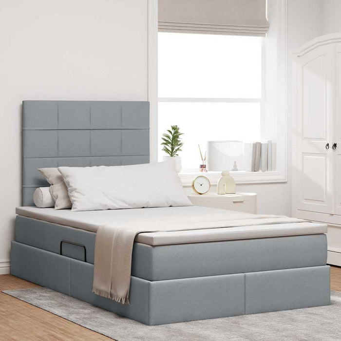 Pat cu lumini cu bandă LED Gri deschis 120 x 200 cm țesătură - WALTI WALTI
