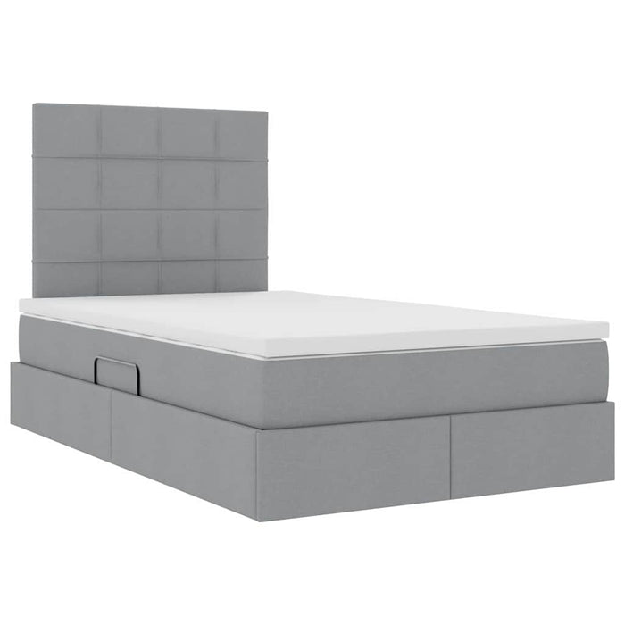 Pat cu lumini cu bandă LED Gri deschis 120 x 200 cm țesătură - WALTI WALTI