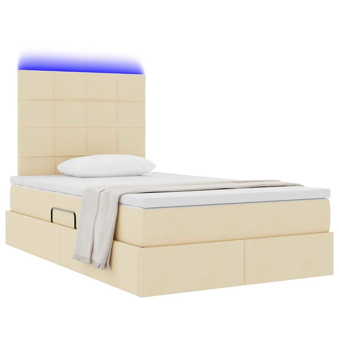 Pat cu lumini cu bandă LED Creme 120 x 200 cm țesătură - WALTI WALTI