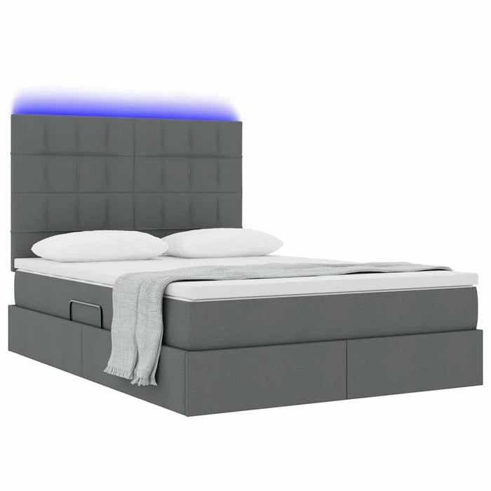 Pat cu lumini cu bandă LED Gri închis 140 x 190 cm țesătură - WALTI WALTI