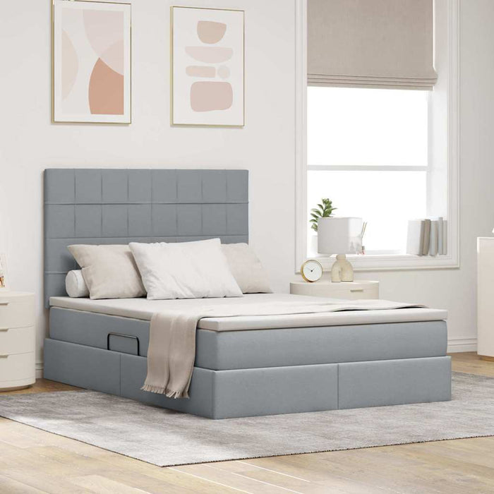 Pat cu lumini cu bandă LED Gri deschis 140 x 200 cm țesătură - WALTI WALTI