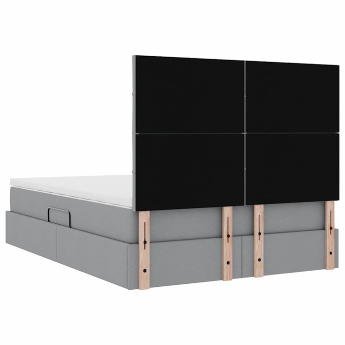 Pat cu lumini cu bandă LED Gri deschis 140 x 200 cm țesătură - WALTI WALTI
