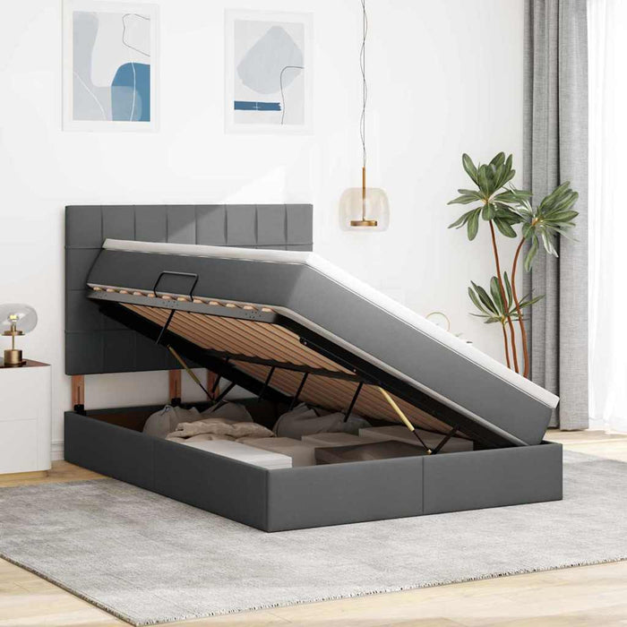 Pat cu lumini cu bandă LED Gri închis 140 x 200 cm țesătură - WALTI WALTI