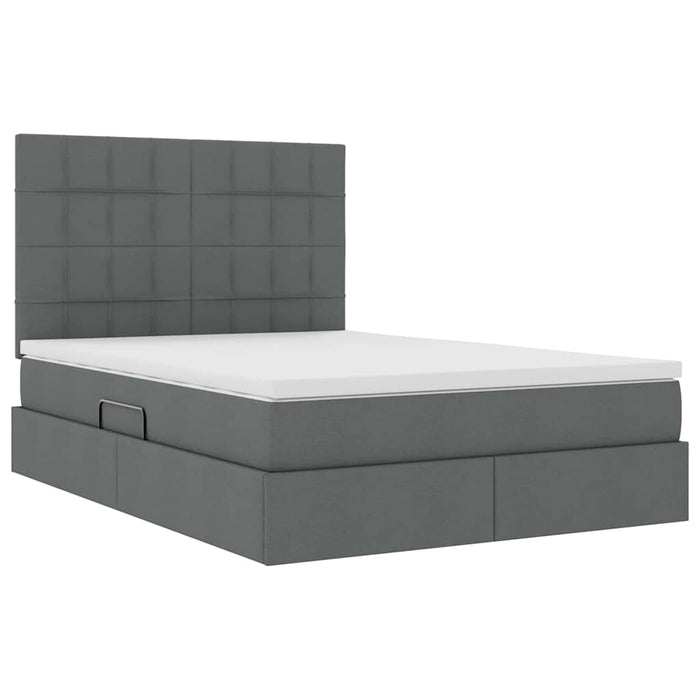 Pat cu lumini cu bandă LED Gri închis 140 x 200 cm țesătură - WALTI WALTI