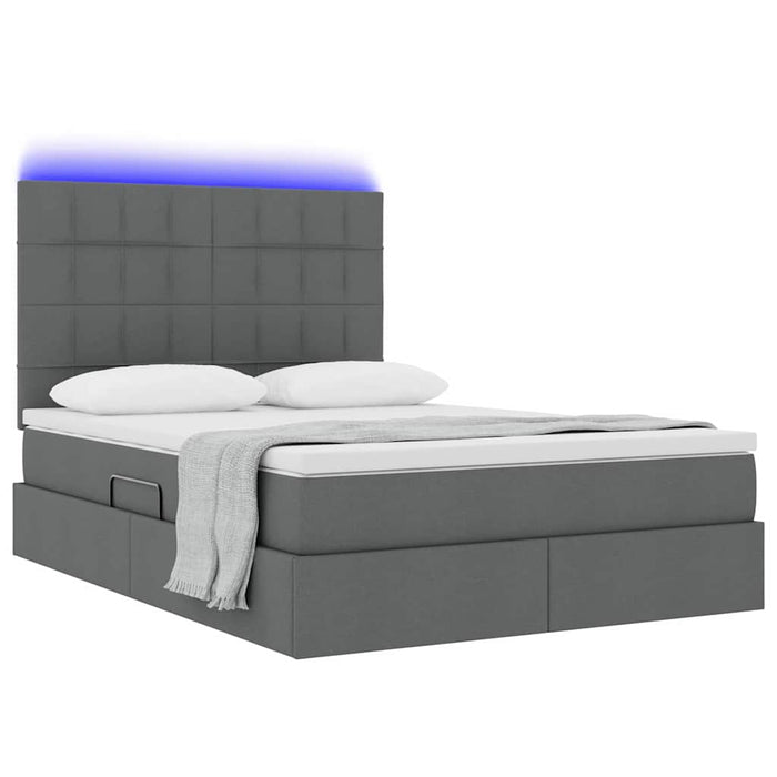 Pat cu lumini cu bandă LED Gri închis 140 x 200 cm țesătură - WALTI WALTI