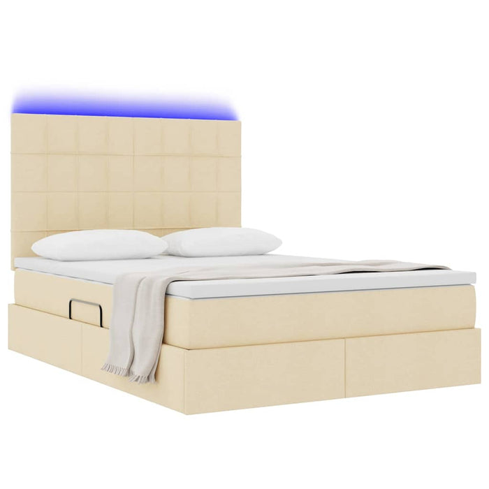 Pat cu lumini cu bandă LED Creme 140 x 200 cm țesătură - WALTI WALTI