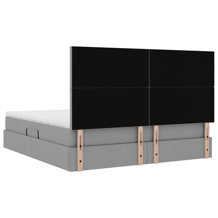 Pat cu lumini cu bandă LED Gri deschis 160 x 200 cm țesătură - WALTI WALTI