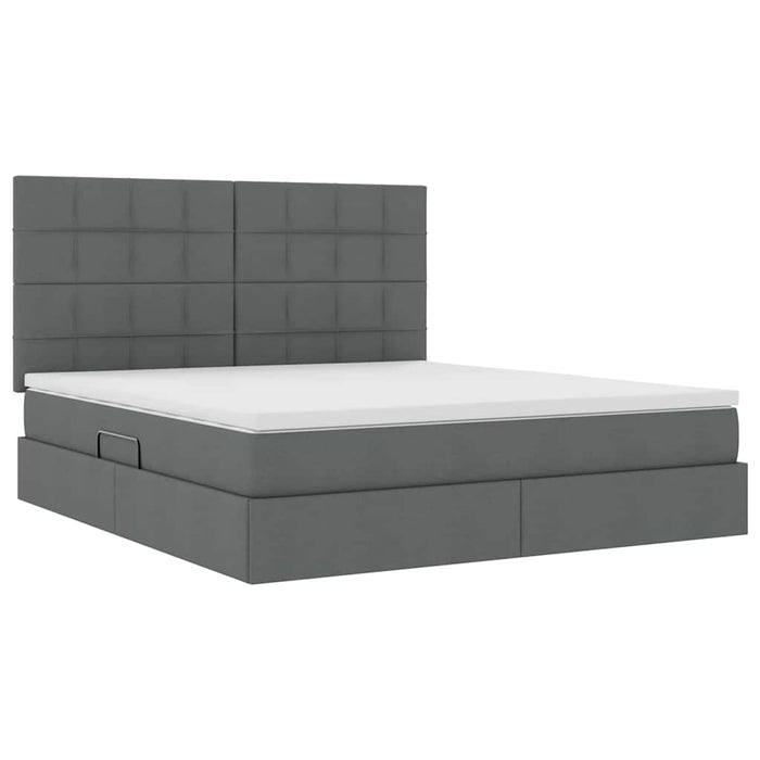 Pat cu lumini cu bandă LED Gri închis 160 x 200 cm țesătură - WALTI WALTI