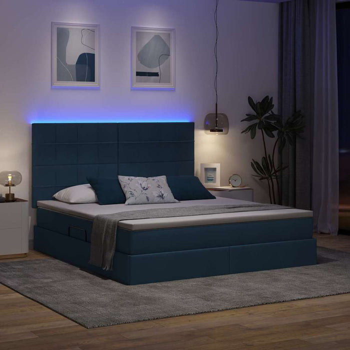 Pat cu saltea și LED cu saltea albastru 160 x 200 cm Poliester - WALTI WALTI