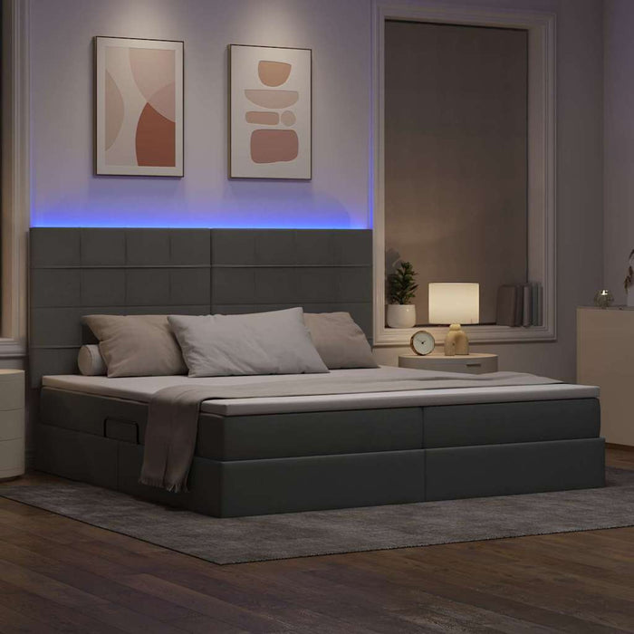 Pat cu lumini cu bandă LED Gri deschis 200 x 200 cm țesătură - WALTI WALTI