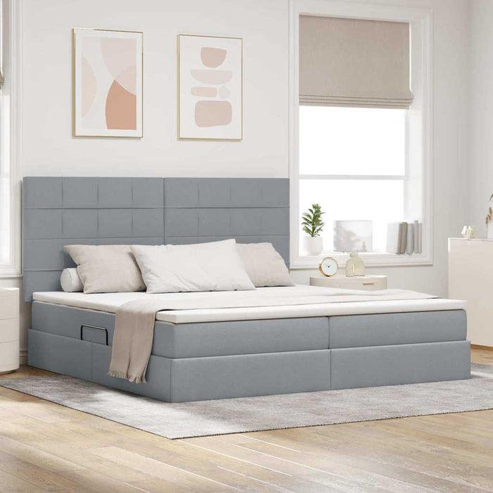 Pat cu lumini cu bandă LED Gri deschis 200 x 200 cm țesătură - WALTI WALTI