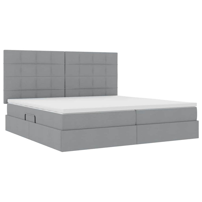 Pat cu lumini cu bandă LED Gri deschis 200 x 200 cm țesătură - WALTI WALTI