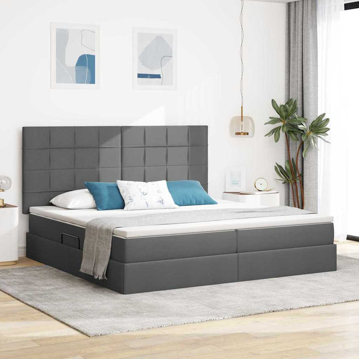 Pat cu lumini cu bandă LED Gri închis 200 x 200 cm țesătură - WALTI WALTI