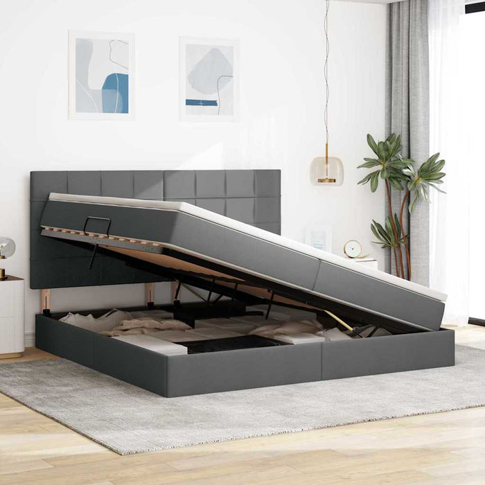 Pat cu lumini cu bandă LED Gri închis 200 x 200 cm țesătură - WALTI WALTI