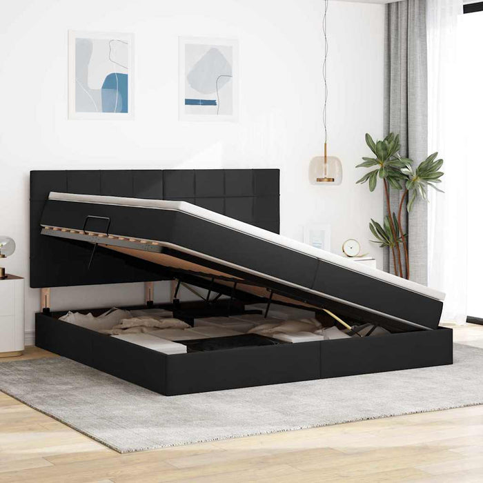 Pat cu lumini cu bandă LED Negru 200 x 200 cm țesătură - WALTI WALTI
