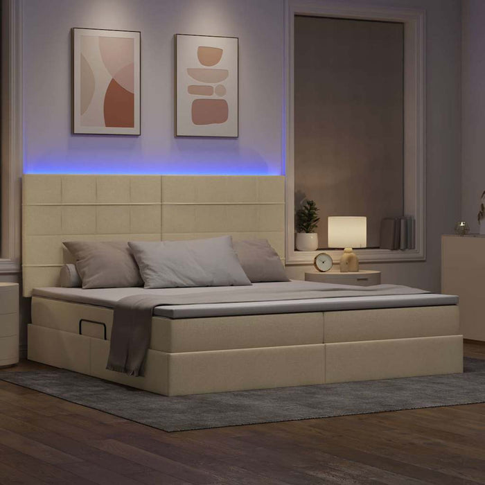 Pat cu saltea și LED cu saltea Creme 200 x 200 cm Poliester - WALTI WALTI