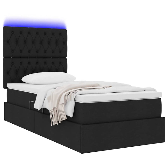 Pat cu saltea și LED cu saltea Negru 90 x 190 cm Poliester - WALTI WALTI