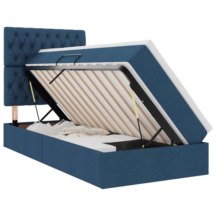 Pat cu saltea și LED cu saltea albastru 90 x 190 cm Poliester - WALTI WALTI