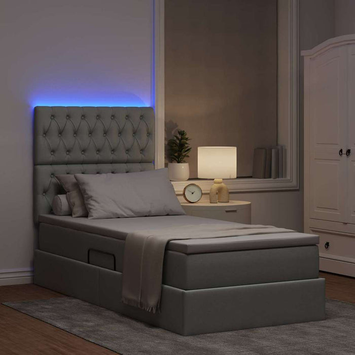 Pat cu saltea și LED cu led Gri deschis 90 x 200 cm Poliester - WALTI WALTI