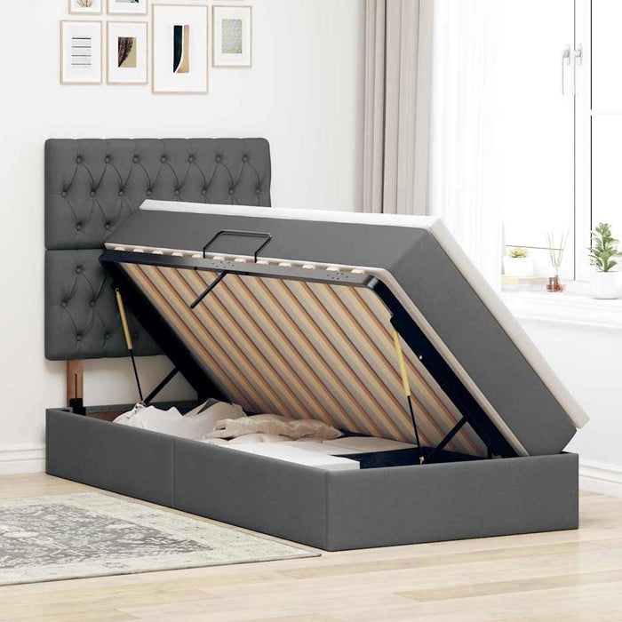 Pat cu saltea și LED cu saltea Gri închis 90 x 200 cm Poliester - WALTI WALTI