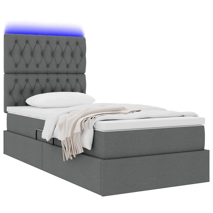 Pat cu saltea și LED cu saltea Gri închis 90 x 200 cm Poliester - WALTI WALTI